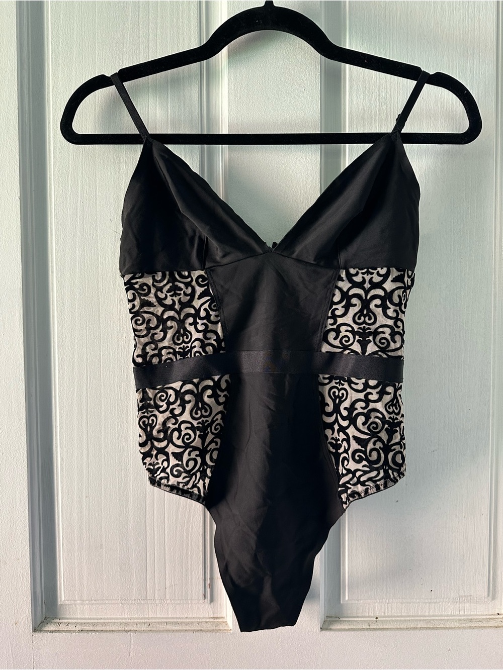 Victoria's Secret Mesh Velvet Cutout Teddy Bodysuit